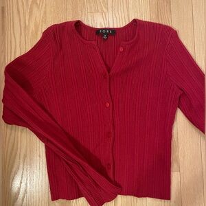 Bloomingdale's Vibrant Red Ribbed Cardigan